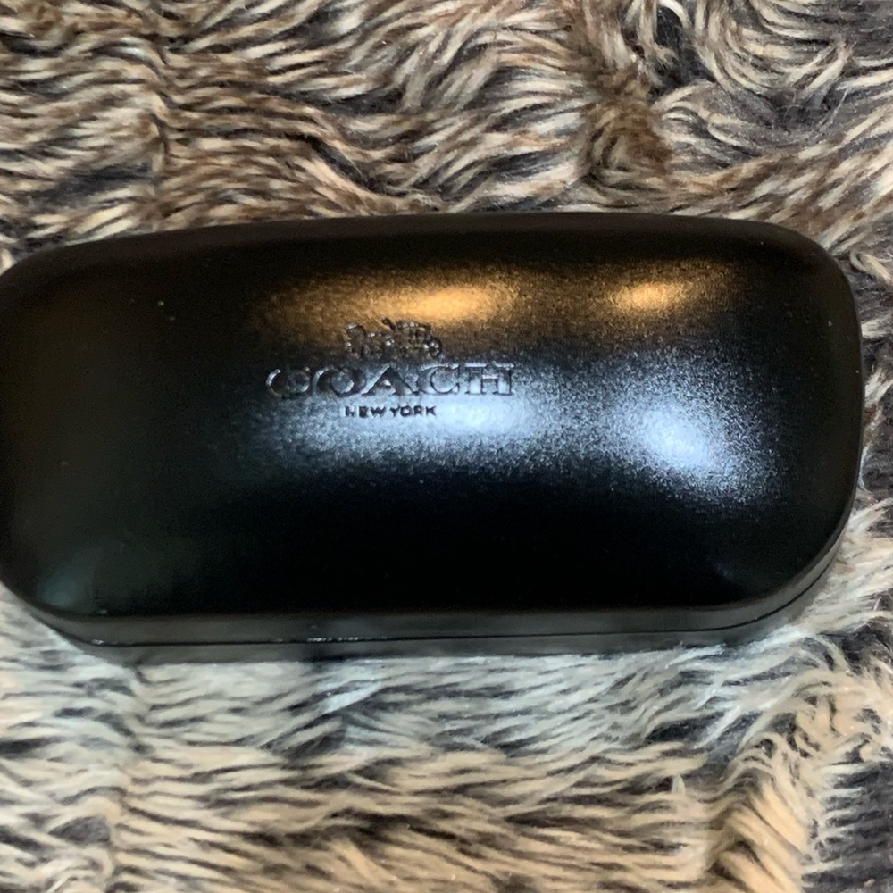 Coach Sunglass Case Hard Clamshell Black Eyeglass Case Embossed Logo